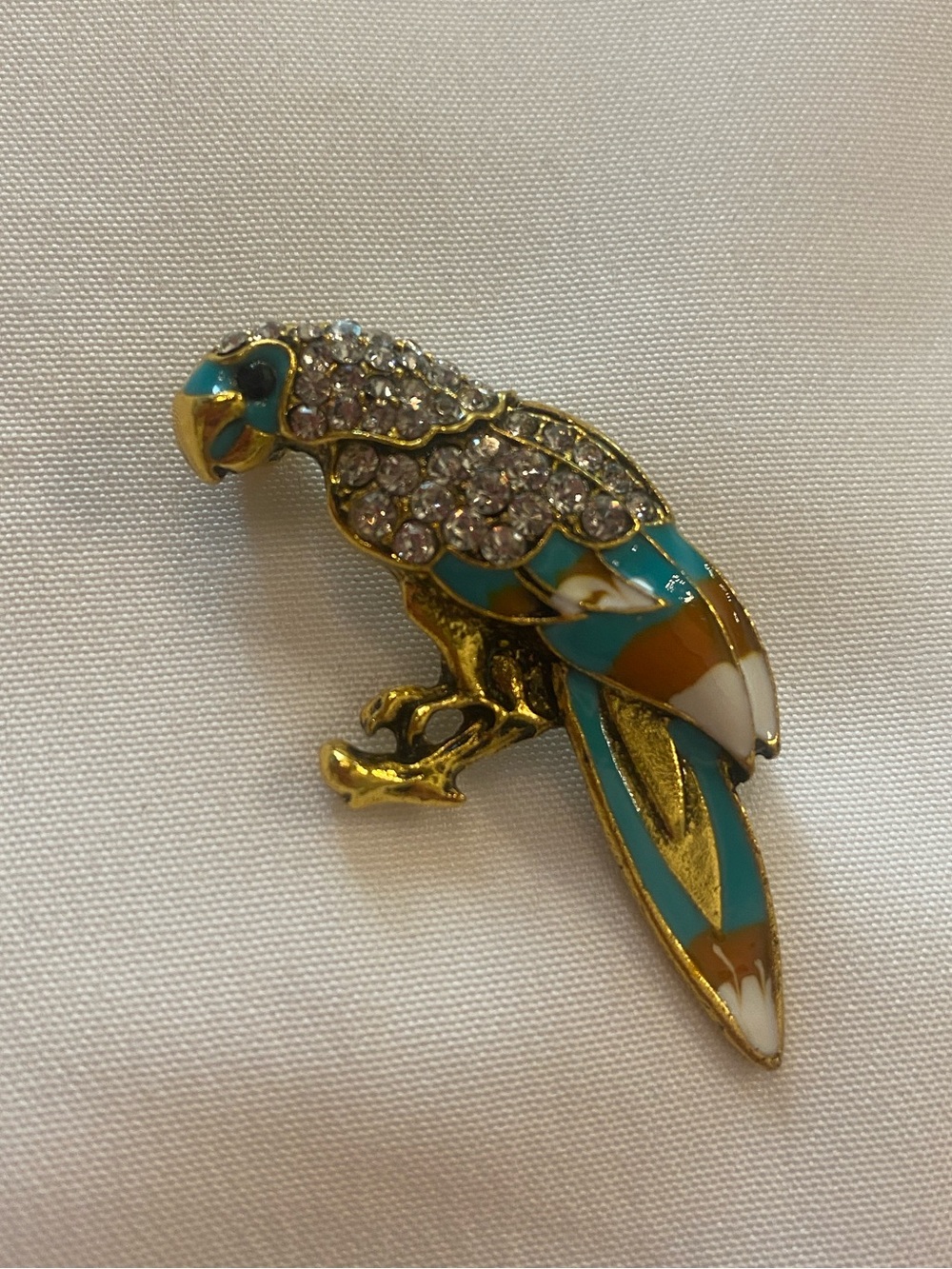 Parrot Brooch Crystal Enamel Colorful Gold Pin New